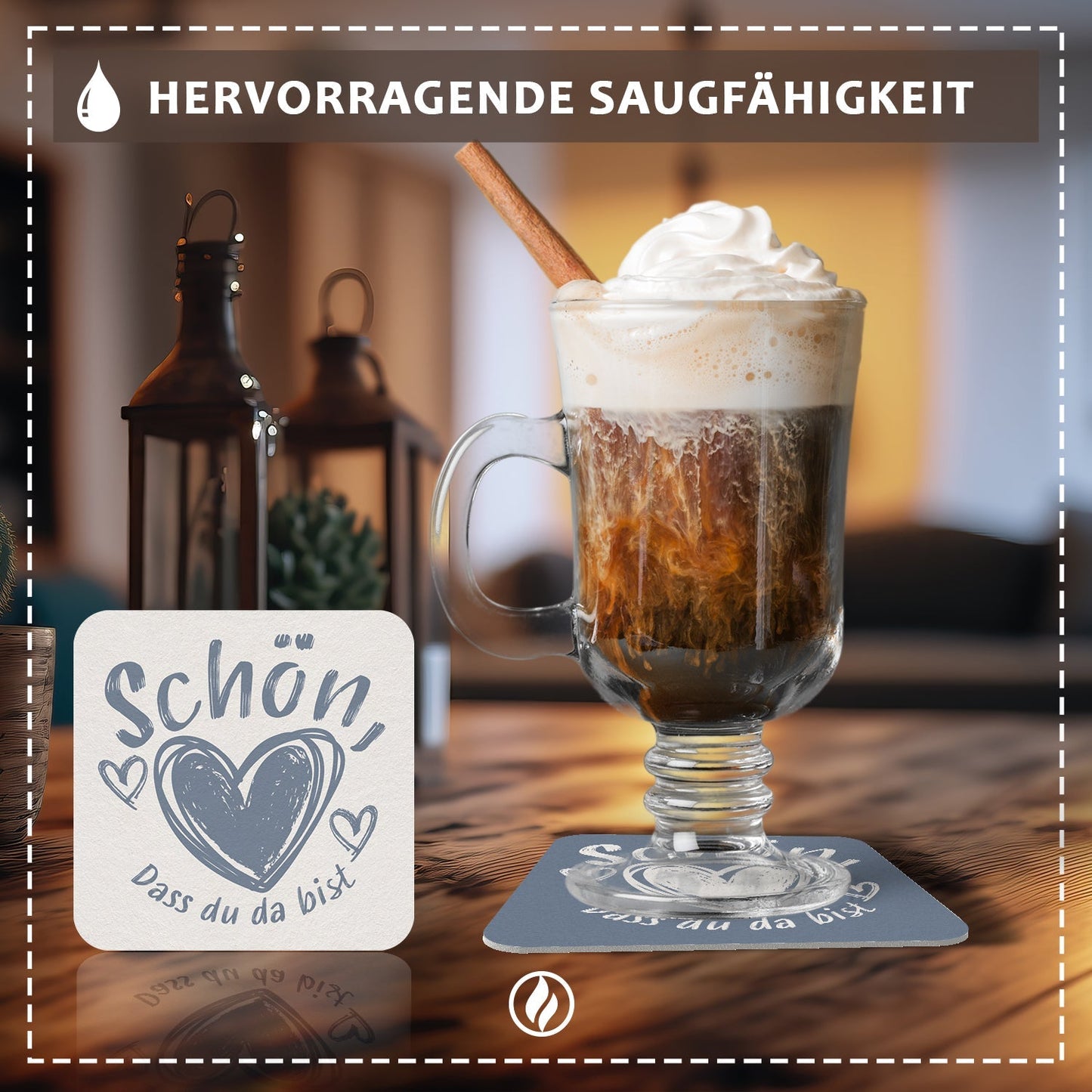 50x Bierdeckel "Schön, dass du da bist"