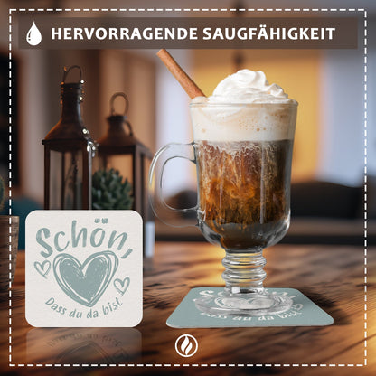 Bierdeckel "Schön, dass du da bist" - 50 Stück