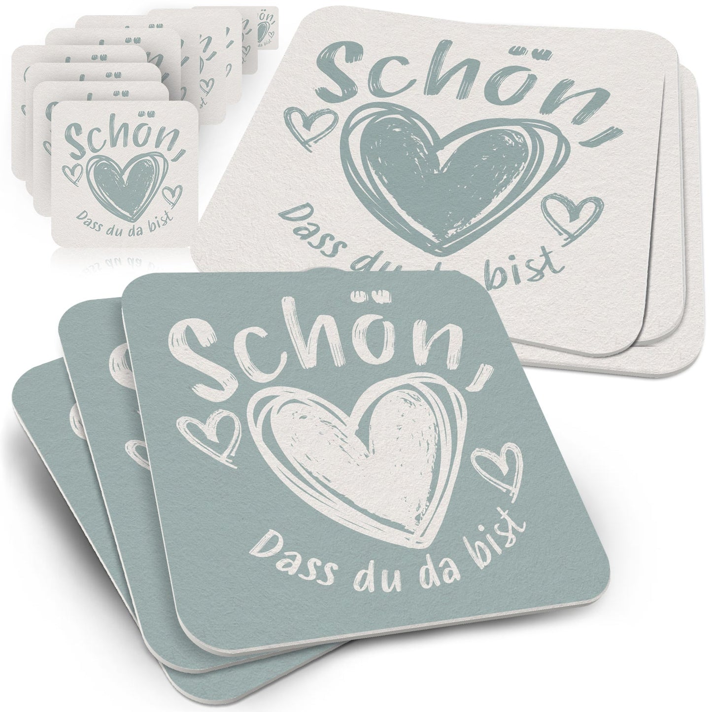 Bierdeckel "Schön, dass du da bist" - 50 Stück