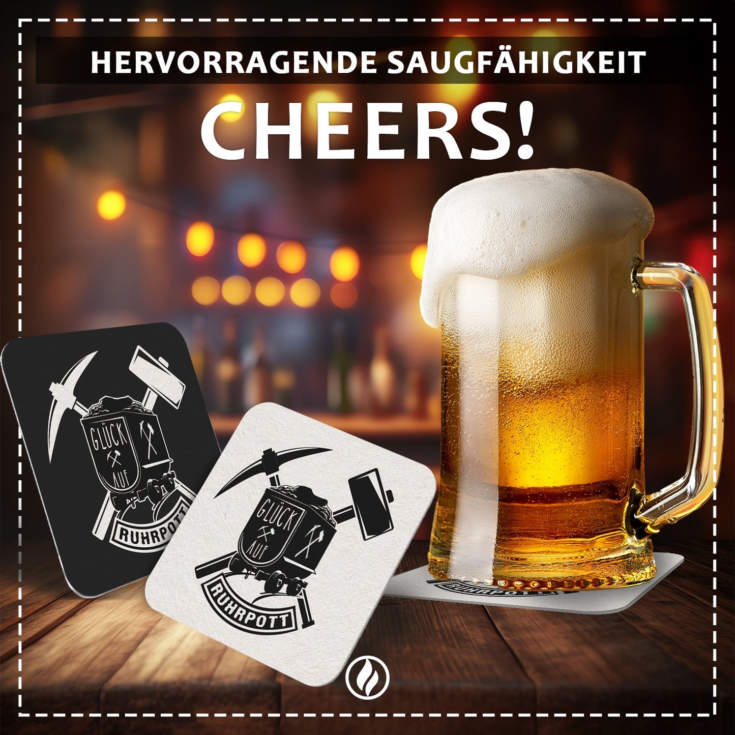 Bierdeckel Ruhrpott "Glück Auf" - 50x Ruhrgebiet Untersetzer