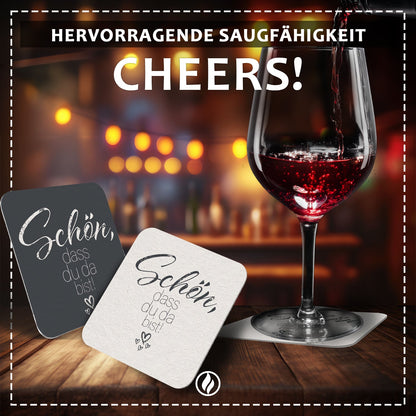 Funke & Brand Bierdeckel Schön dass du da bist Grau - 50stk