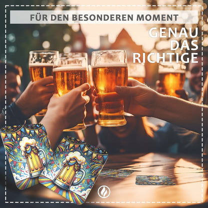 50 Bierdeckel Bierkrug bunt, Party Geburtstag Grillen Feierdeko