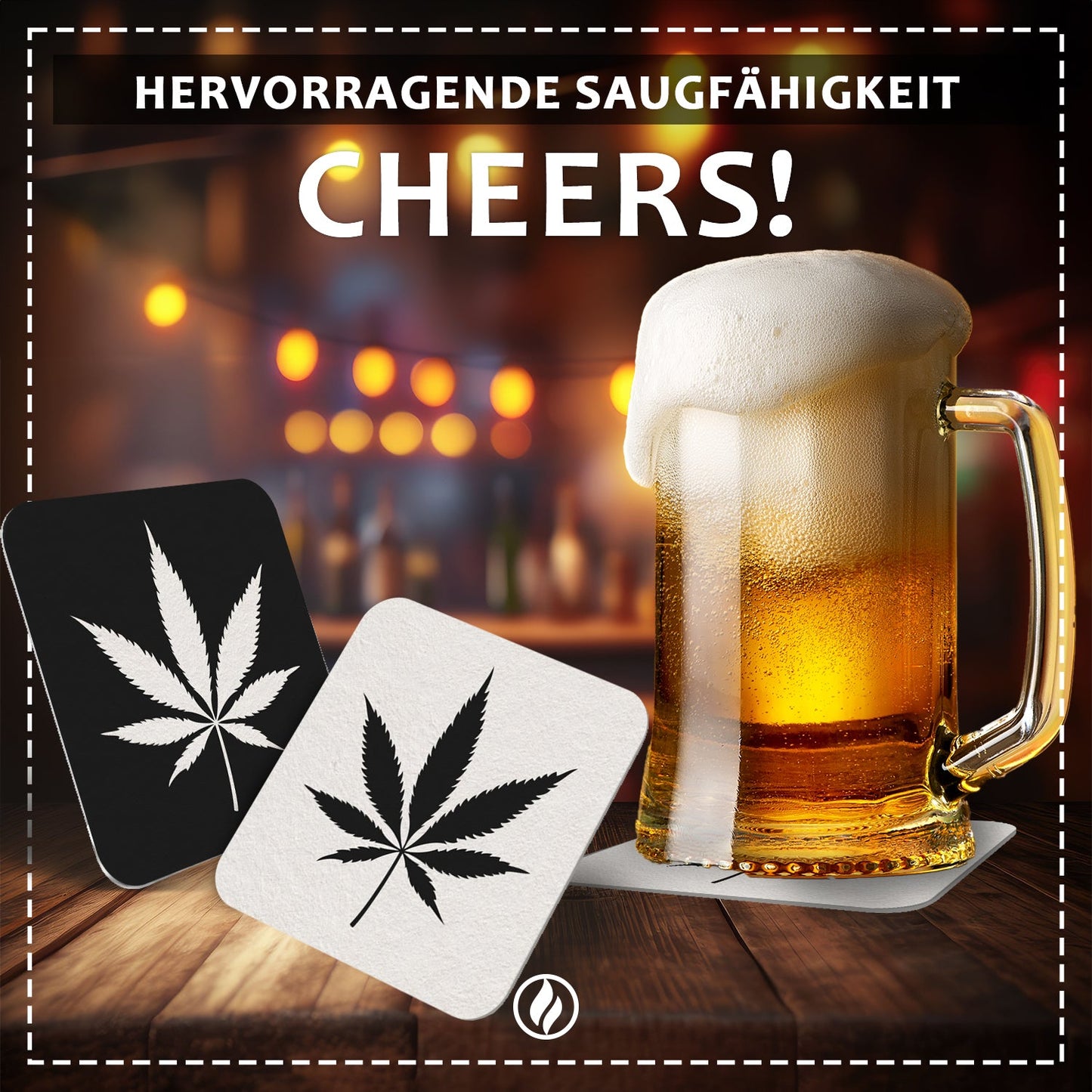 Cannabis Bierdeckel - 50er Set in Schwarz-Weiß, Trendiges Design