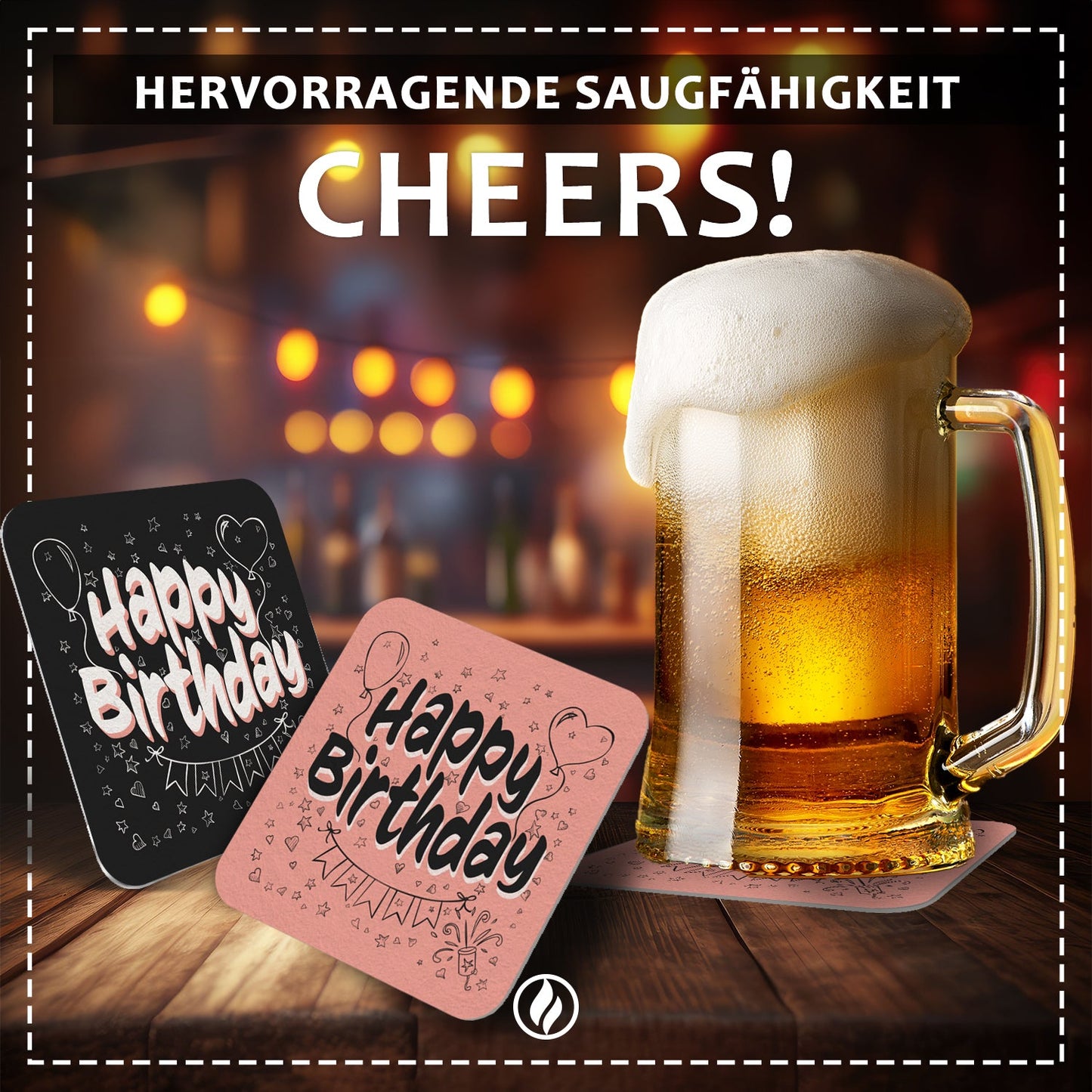 Bierdeckel "Happy Birthday" 50er Set - Tischdeko Geburtstag