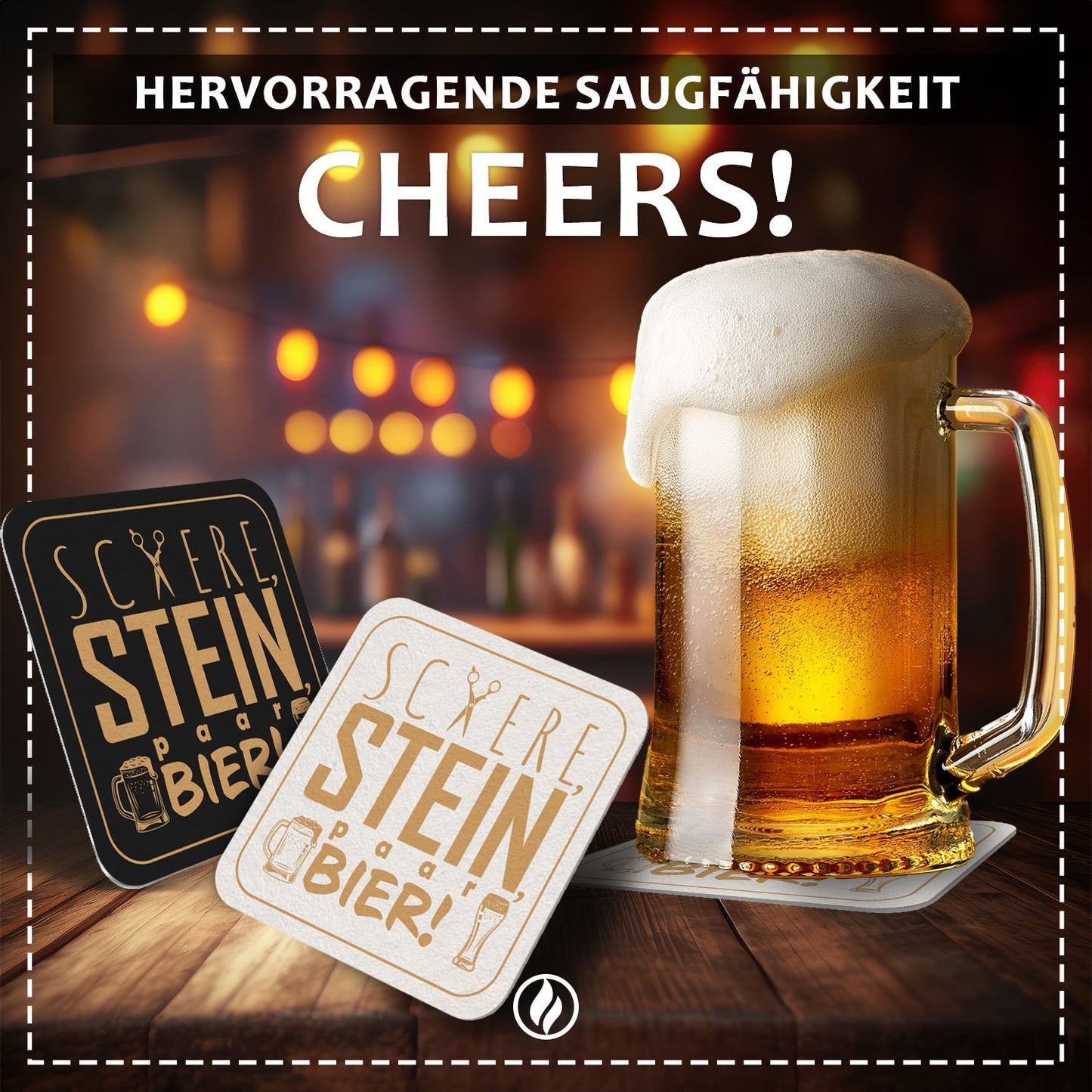 Bierdeckel Lustig "Schere Stein paar Bier" - 50er Set