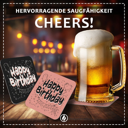Bierdeckel "Happy Birthday" 50er Set - Tischdeko Geburtstag