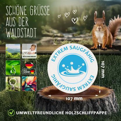 50 Runde Bierdeckel Schön dass du da bist floral Hochzeit Tischdeko Untersetzer