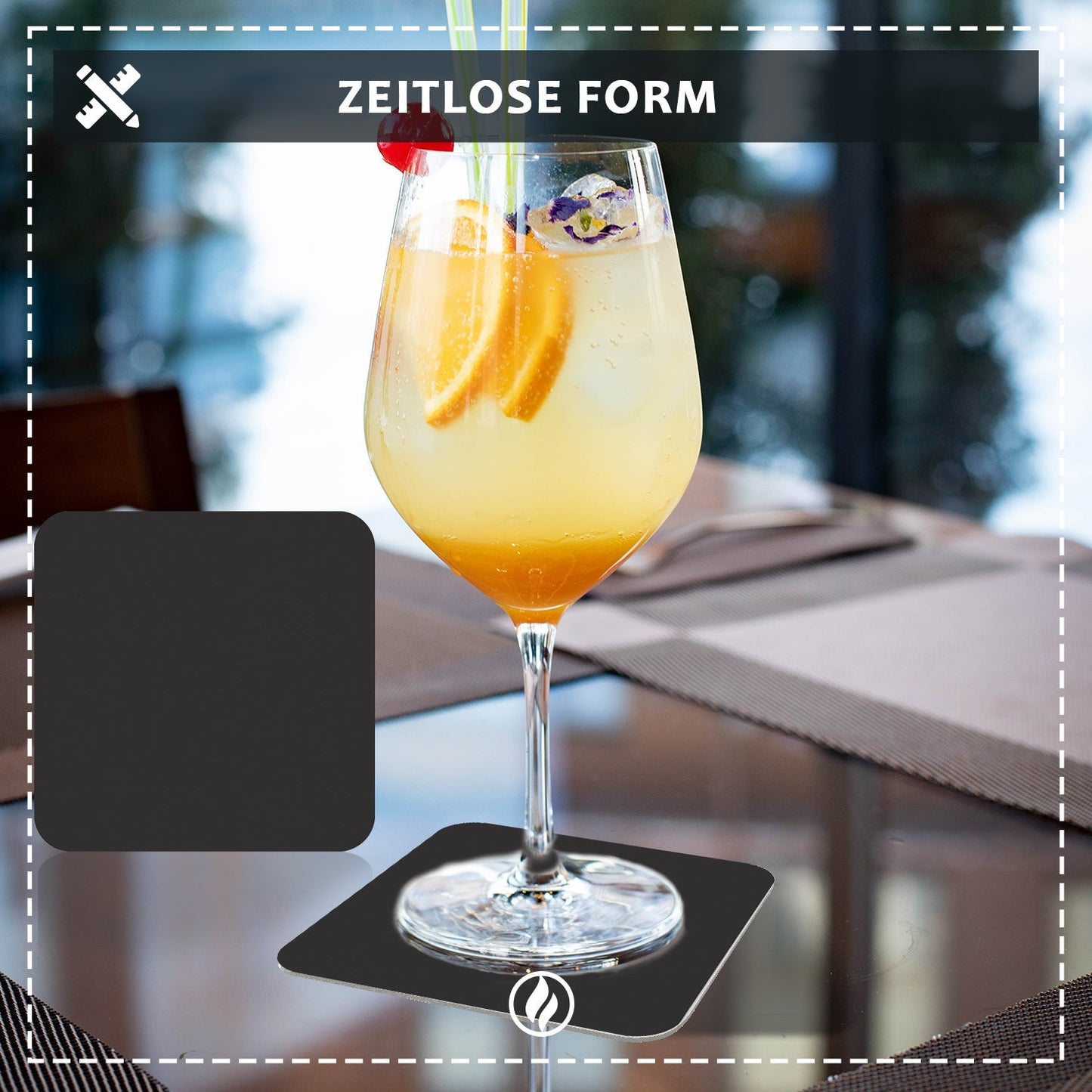 50 Bierdeckel eckig Schwarz, minimalistisch Tischdeko Schwarz