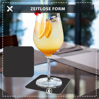 50 Bierdeckel eckig Schwarz, minimalistisch Tischdeko Schwarz