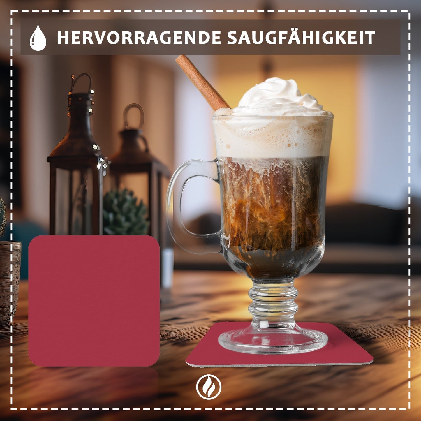 50x Bierdeckel Blanko farbig Beere Rosa Violett - Eckig