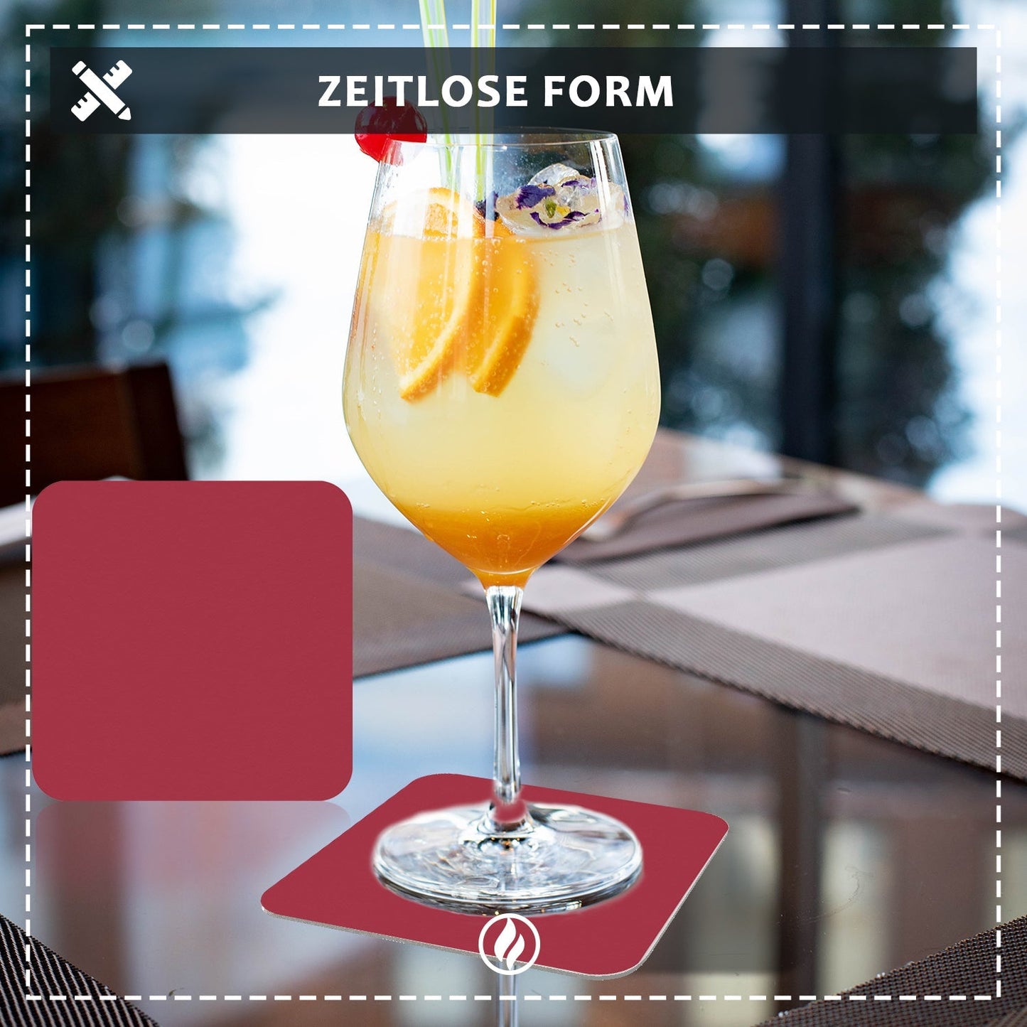 50x Bierdeckel Blanko farbig Beere Rosa Violett - Eckig