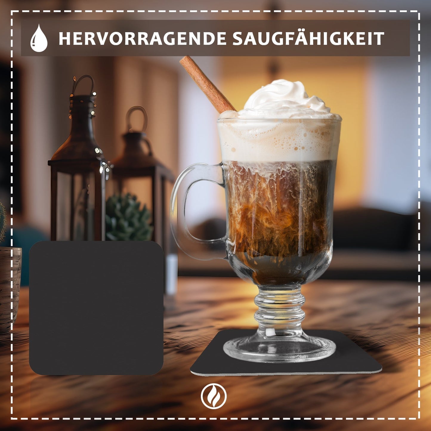 50 Bierdeckel eckig Schwarz, minimalistisch Tischdeko Schwarz