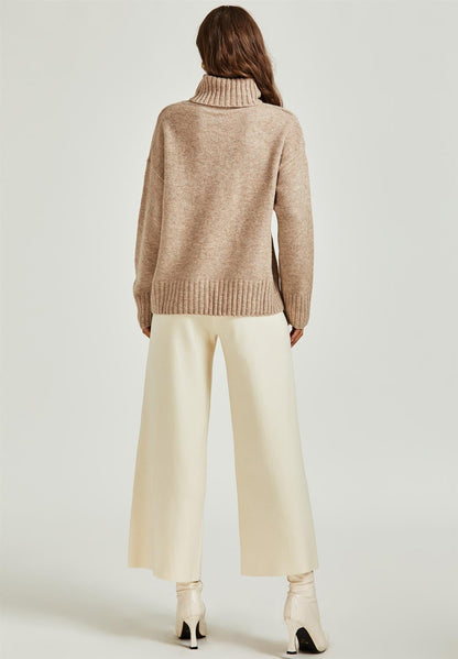 Jumper Top With High Neck In Cream