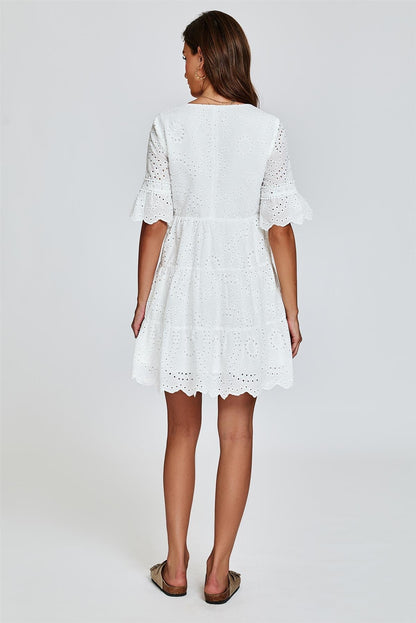 Lace Mini Dress In White