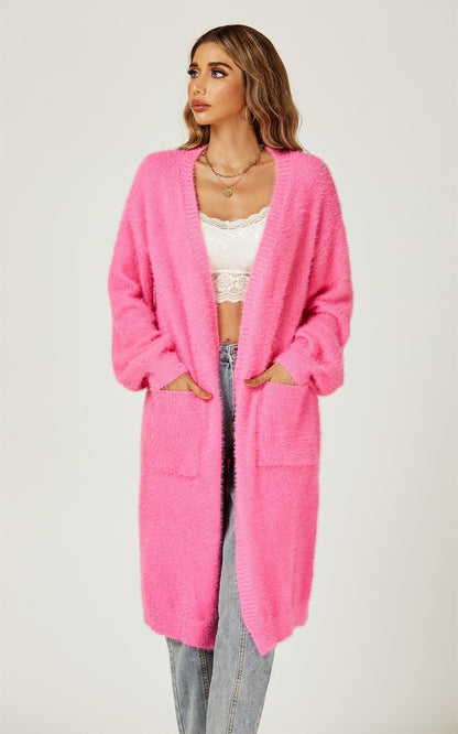 Weiche Strickjacke, entspannte Passform in Fuchsia-Pink