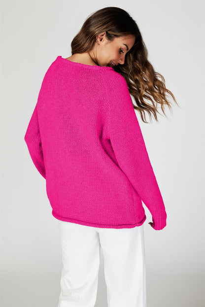 Comfy Jumper Top In Magenta