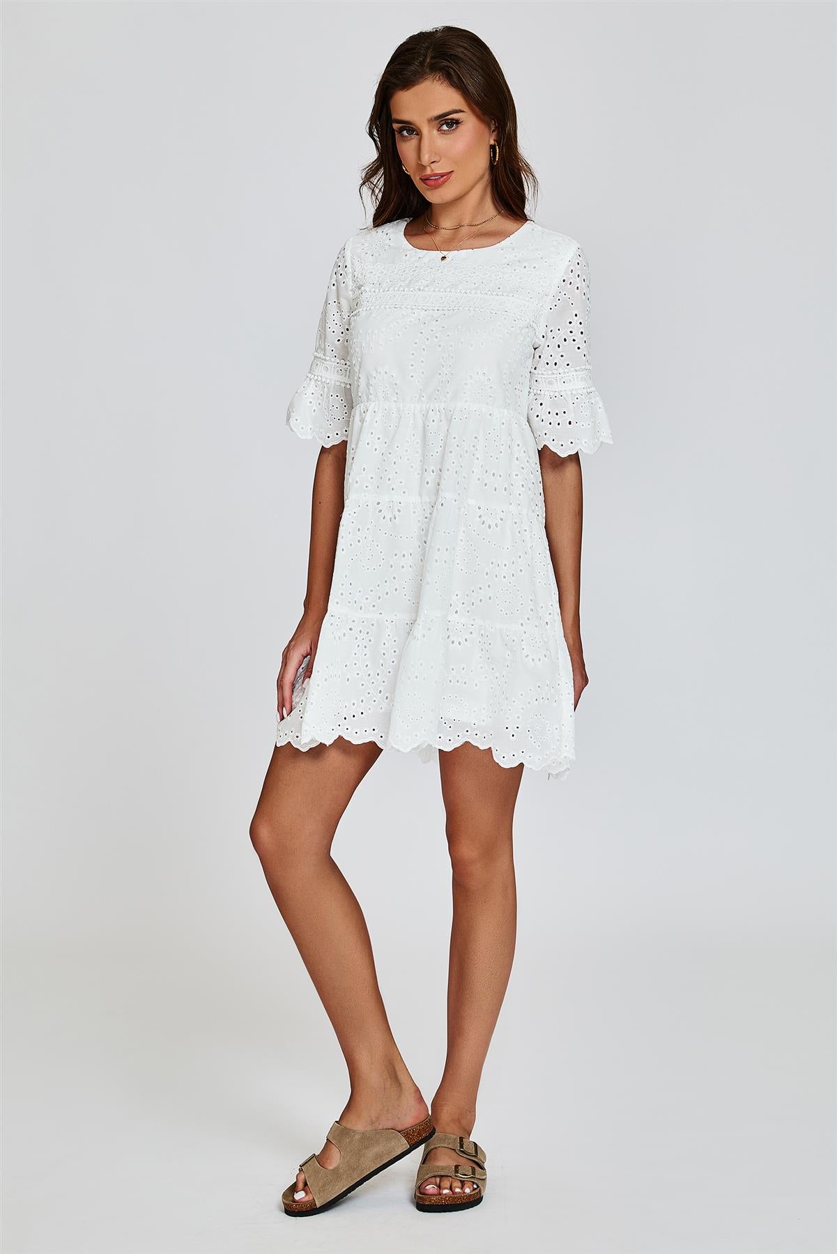 Lace Mini Dress In White