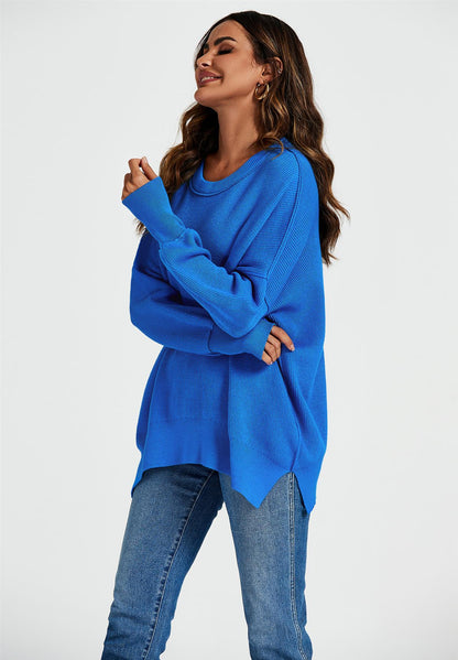Oversize-Strickpullover in Blau