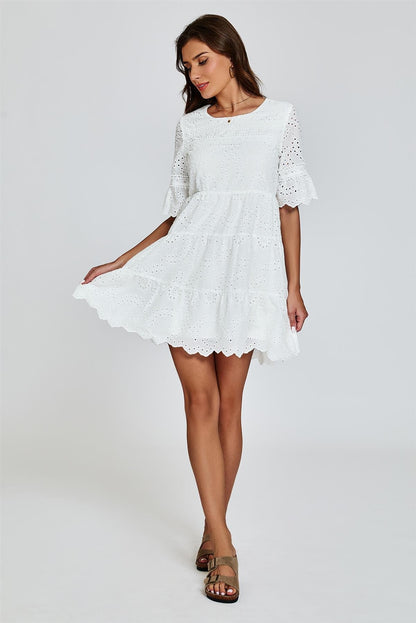 Lace Mini Dress In White