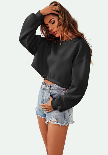Oversize Cropped Sweatshirt in Schwarz