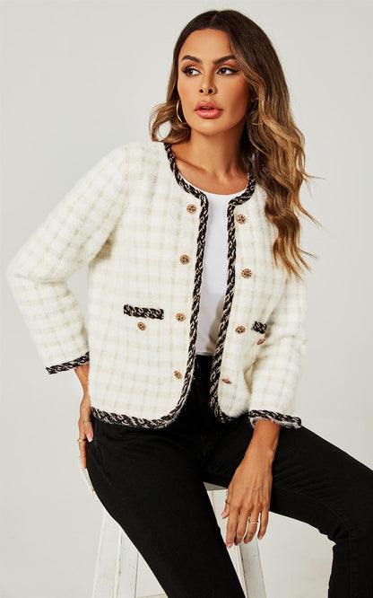 Straight Boucle Jacket In White