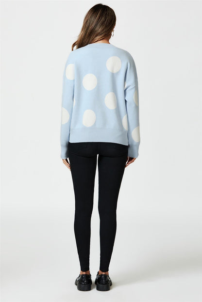 Dot Pattern Knitted Jumper In Blue