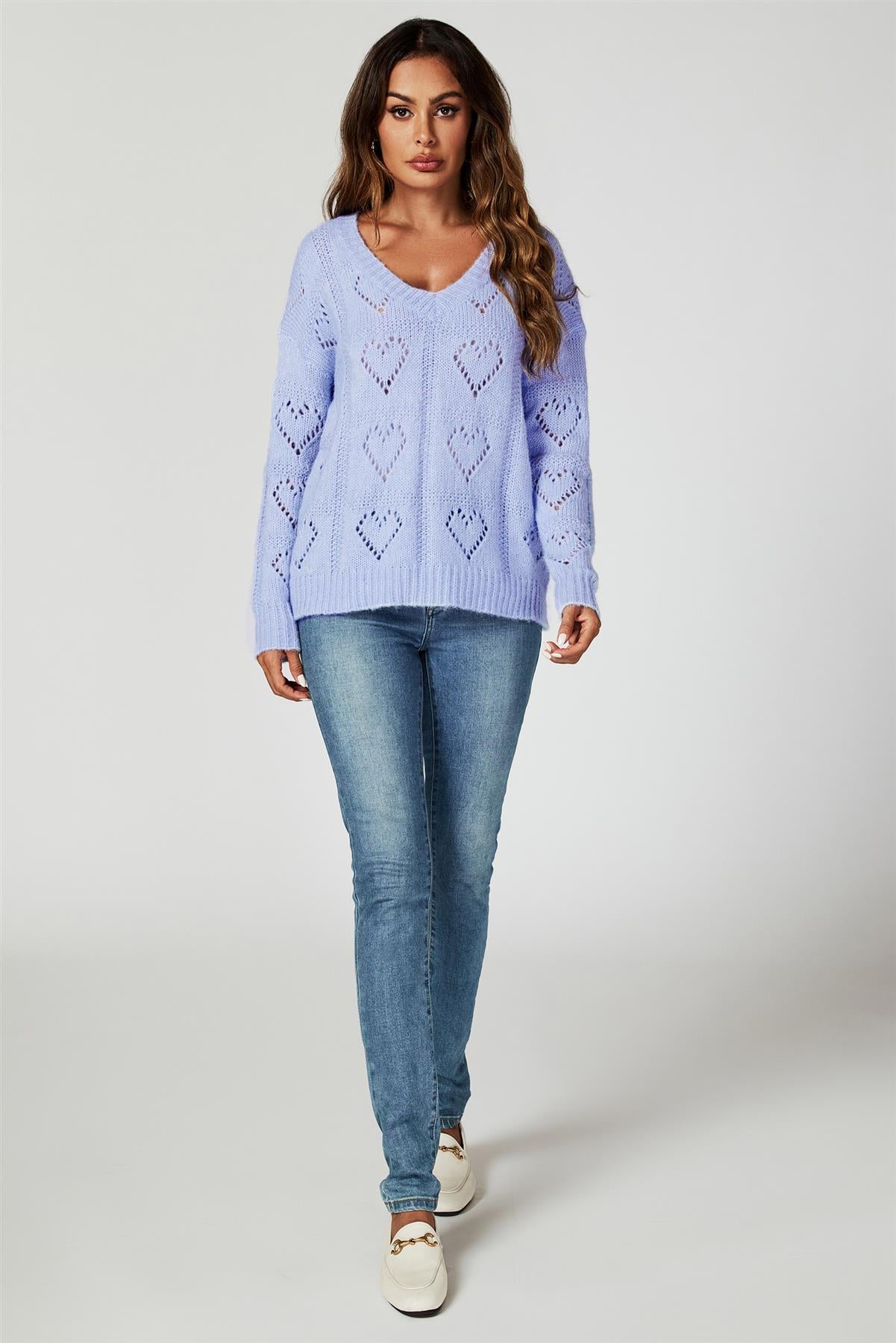 Heart Jumper Top In Blue