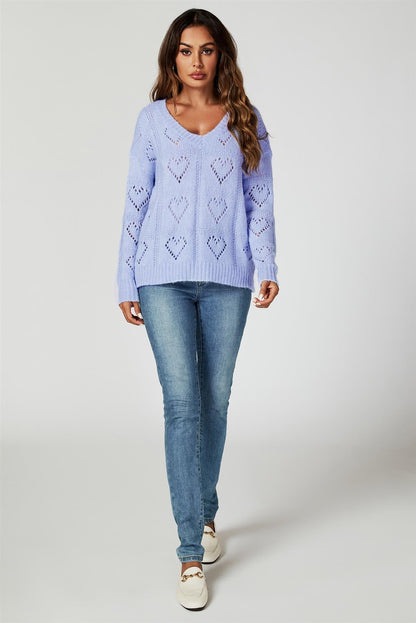 Heart Jumper Top In Blue