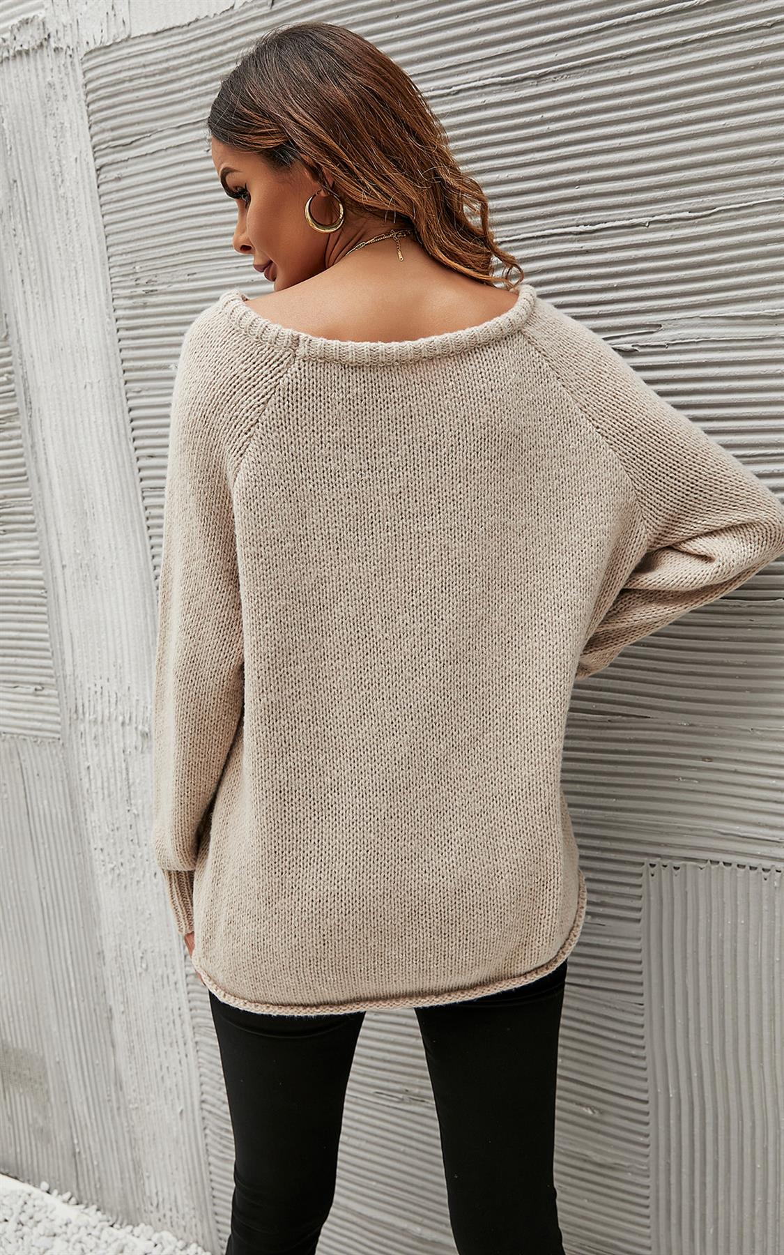 Comfy Jumper Top In Beige