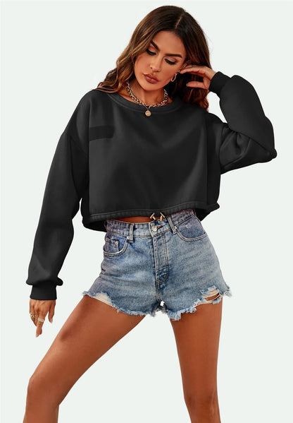 Oversize Cropped Sweatshirt in Schwarz