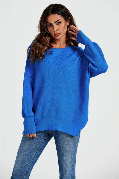 Oversize-Strickpullover in Blau