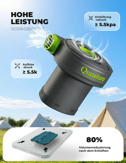 Qunature Elektrische Luftpumpe 2 in 1 Aufblasbar und Ablassen 2000 mAh Wiederaufladbar Akku