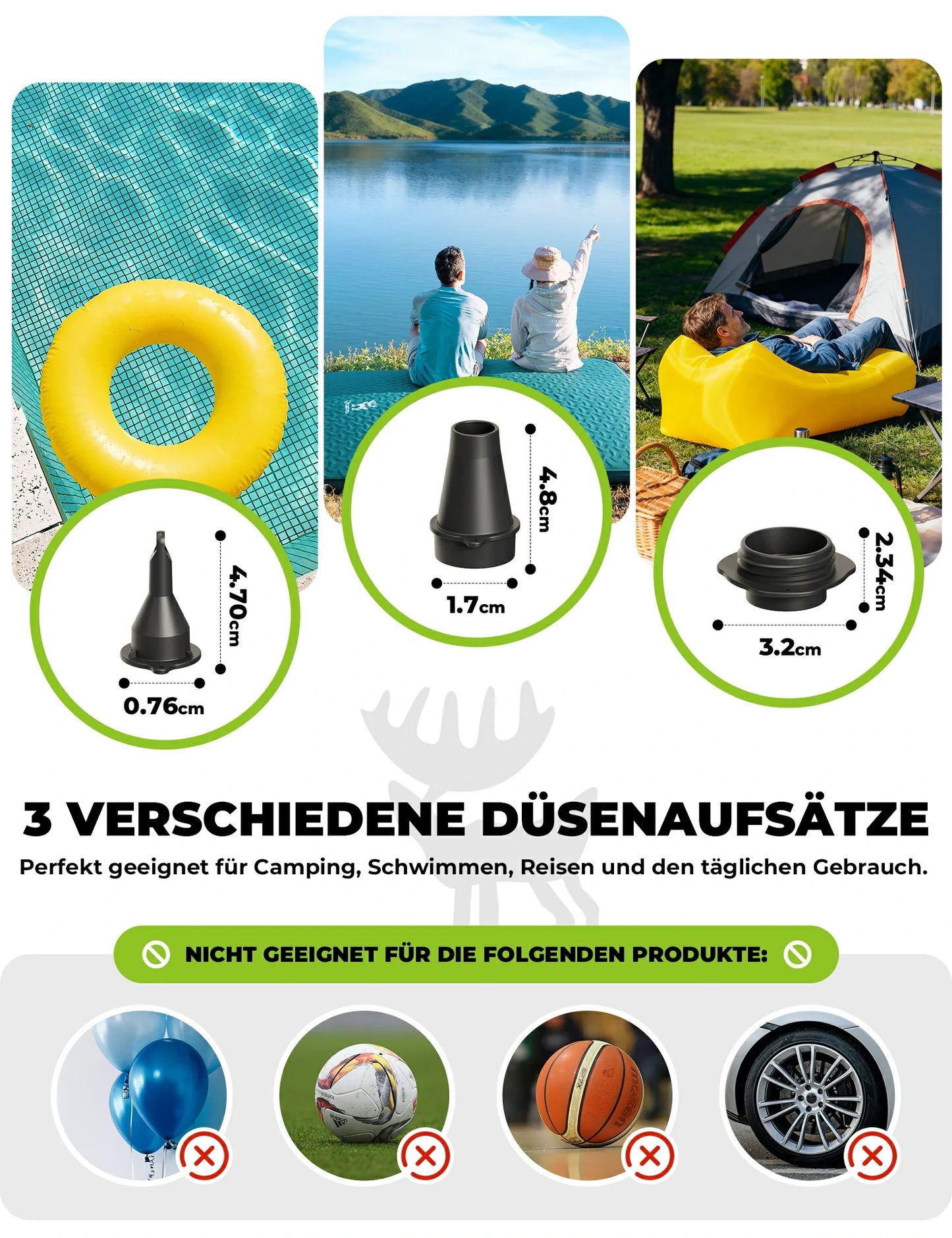 Qunature Elektrische Luftpumpe 2 in 1 Aufblasbar und Ablassen 2000 mAh Wiederaufladbar Akku