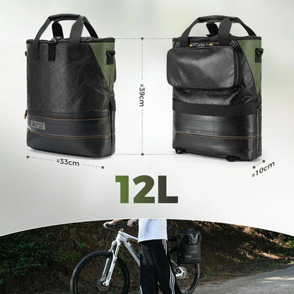 ROAD TO SKY Nachhaltige Fahrrad-Gepäckträgertasche aus recycelten Reifen 12L