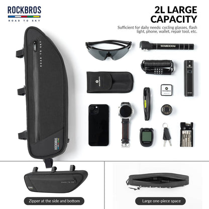 ROAD TO SKY Reflektierende Wasserdichte Fahrrad 2L Dreieckstasche