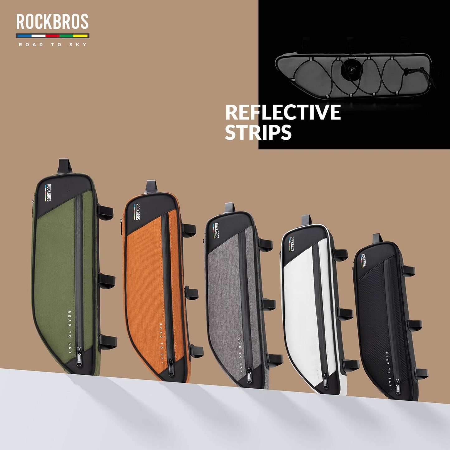 ROAD TO SKY Reflektierende Wasserdichte Fahrrad 2L Dreieckstasche