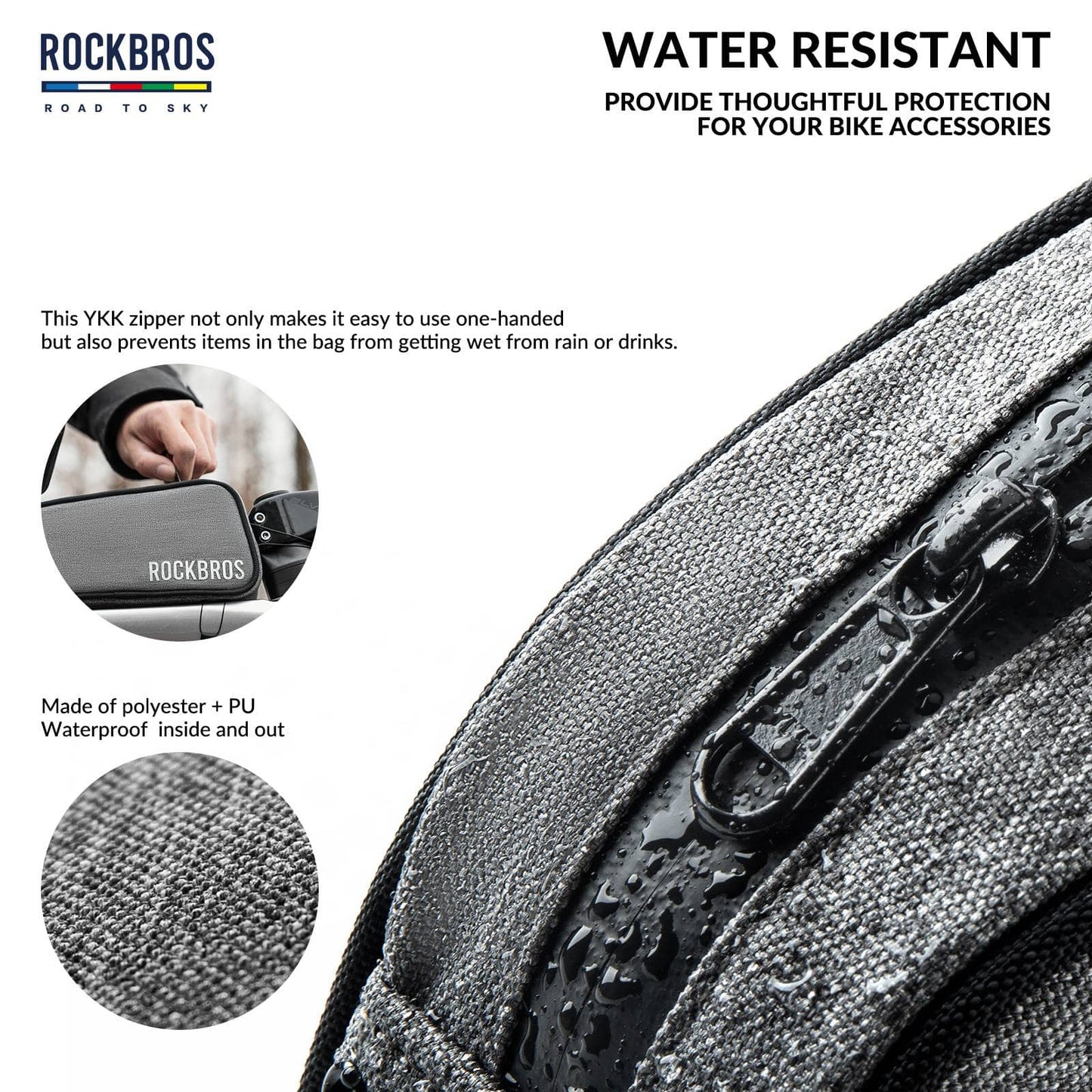 ROAD TO SKY Reflektierende Wasserabweisende Fahrrad Oberrohrtasche