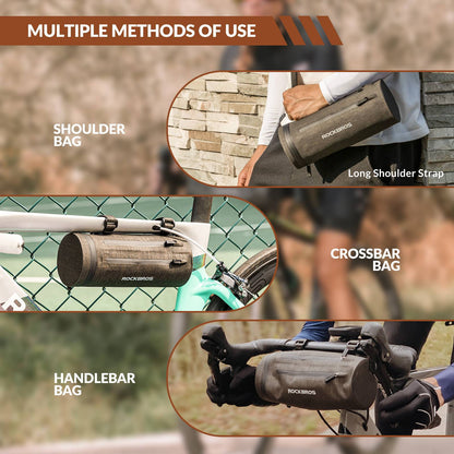ROCKBROS 3 in 1 Wasserdichte Lenkertasche Zylindrisch Tragbar 2L