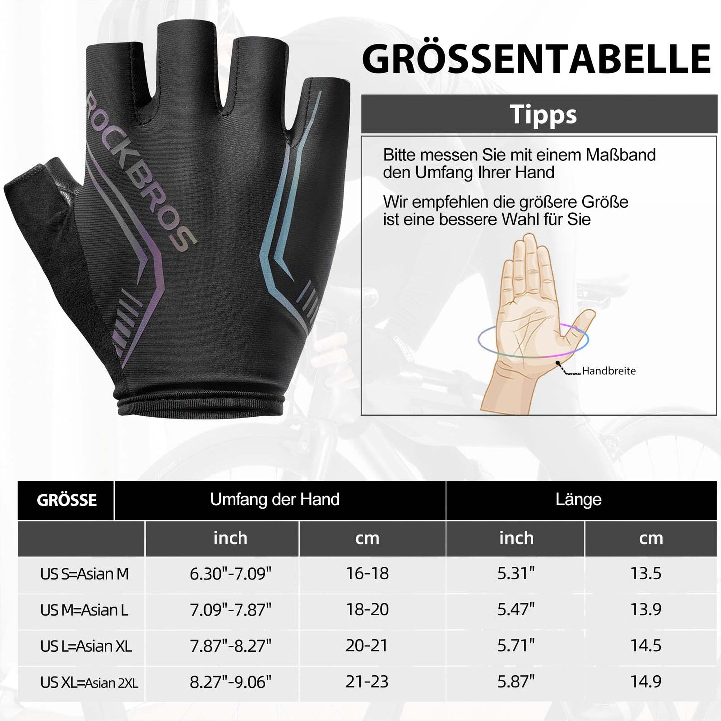 ROCKBROS Bunte reflektierende Kurzfingerhandschuhe