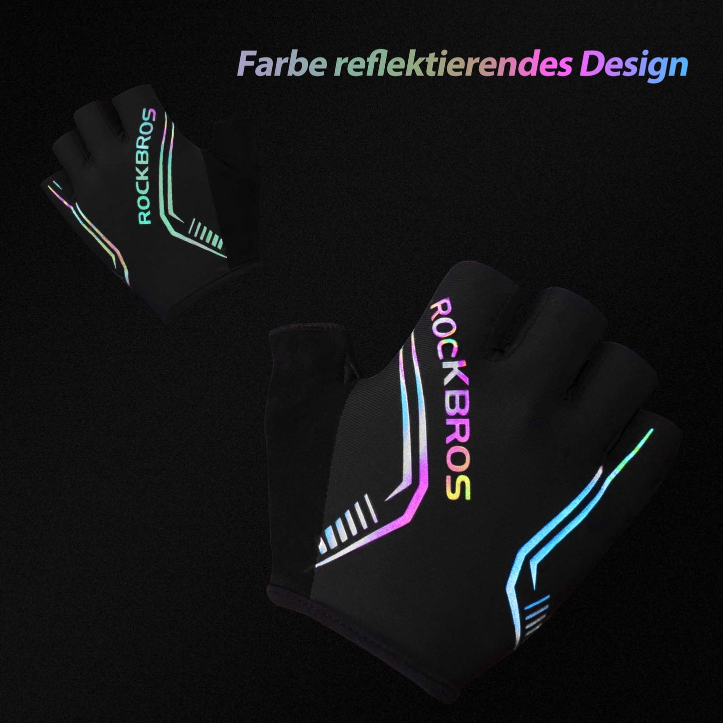 ROCKBROS Bunte reflektierende Kurzfingerhandschuhe