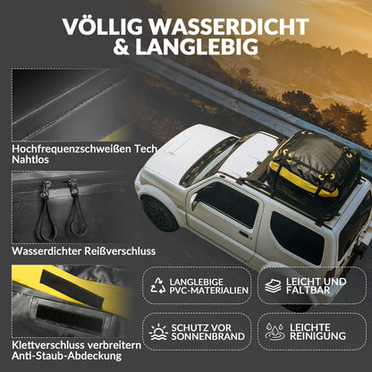 ROCKBROS Dachbox für Auto Wasserdicht Dachgepäckträger 300L mit 8 Zurrgurten
