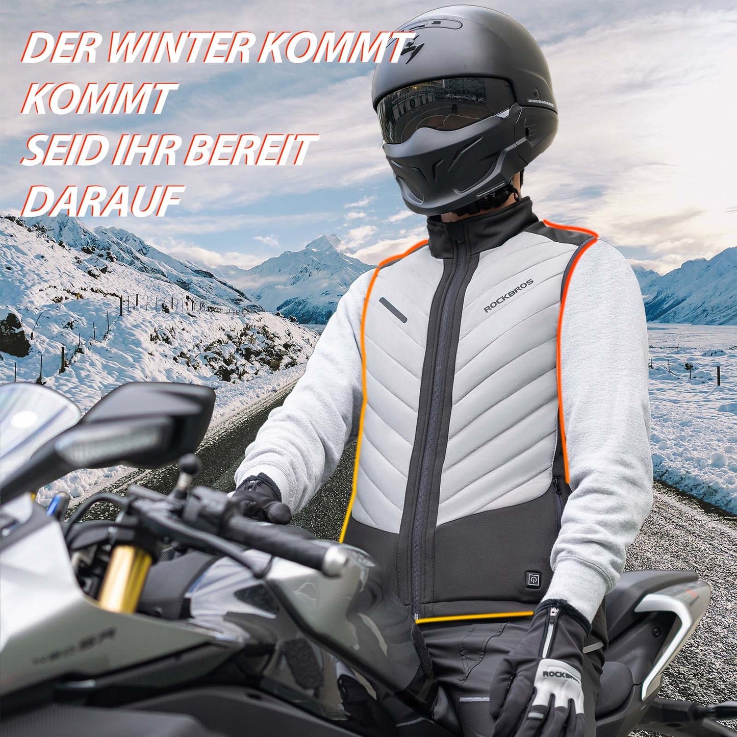 ROCKBROS Elektrische Beheizte Weste mit 3 Temperaturstufen für Herren/Damen