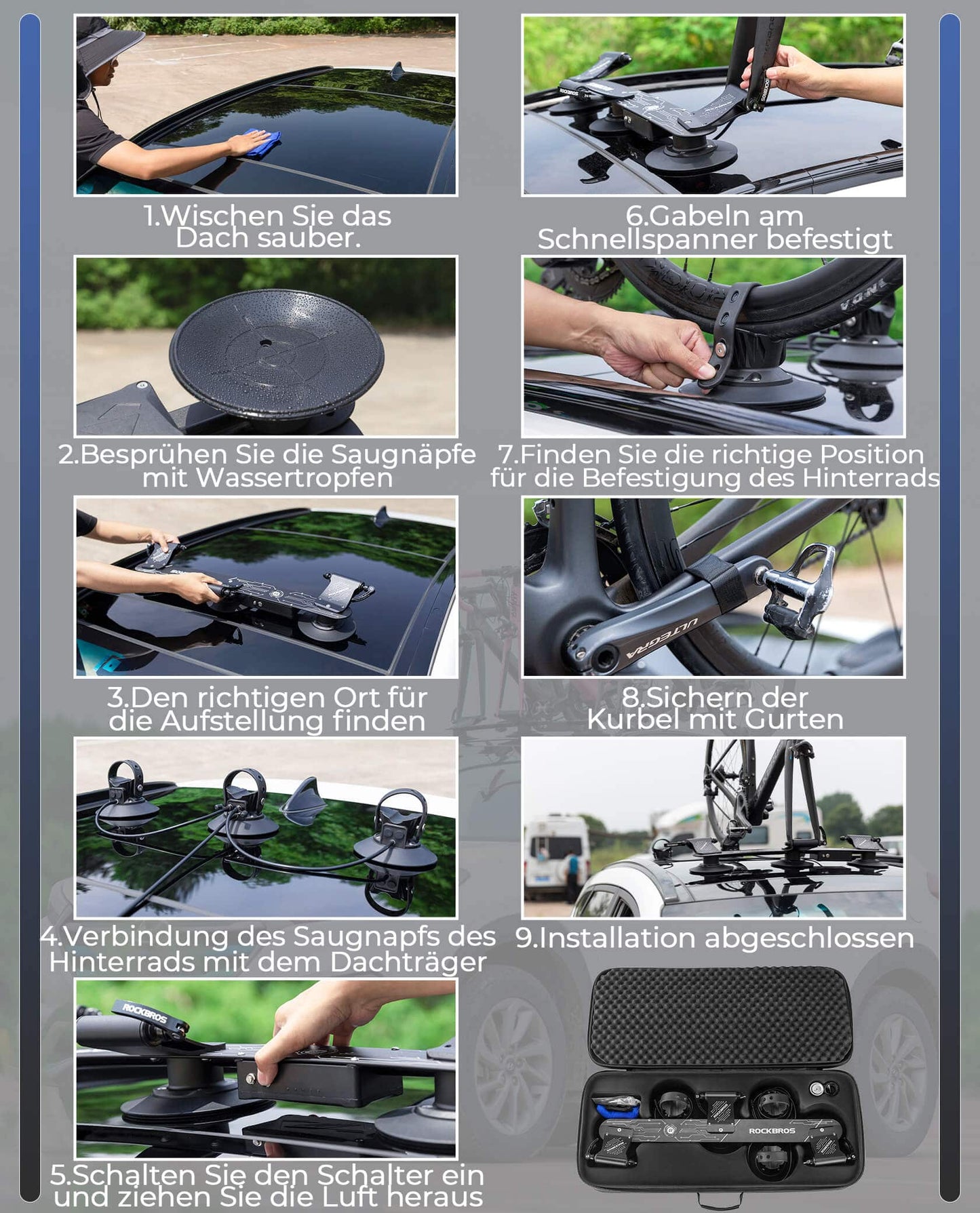 ROCKBROS Elektrischer Fahrradträger mit Saugnapf