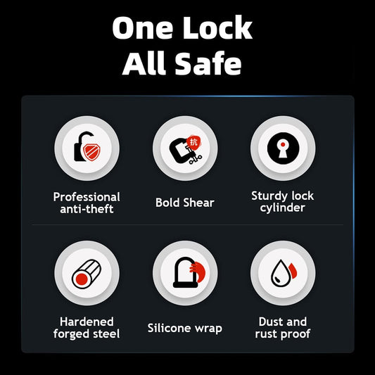 ROCKBROS Fahrrad Bügelschloss für Fahrräder & Motorräder aus legiertem