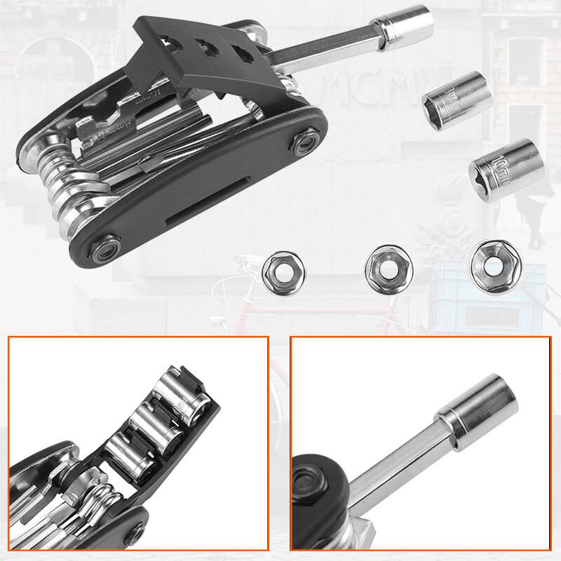 ROCKBROS Fahrrad Multifunktionswerkzeug 16 in 1 Reparatur Werkzeug– Steckschlüssel-Variante