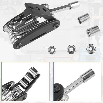 ROCKBROS Fahrrad Multifunktionswerkzeug 16 in 1 Reparatur Werkzeug– Steckschlüssel-Variante