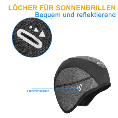 ROCKBROS Fahrrad Mütze Wintermütze mit Brille-Loch Winddicht Helmmütze