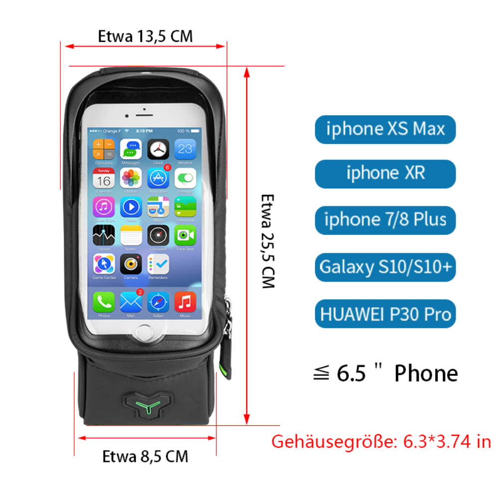 ROCKBROS Fahrrad Oberrohrtasche Wasserdicht Handytasche mit Touchscreen