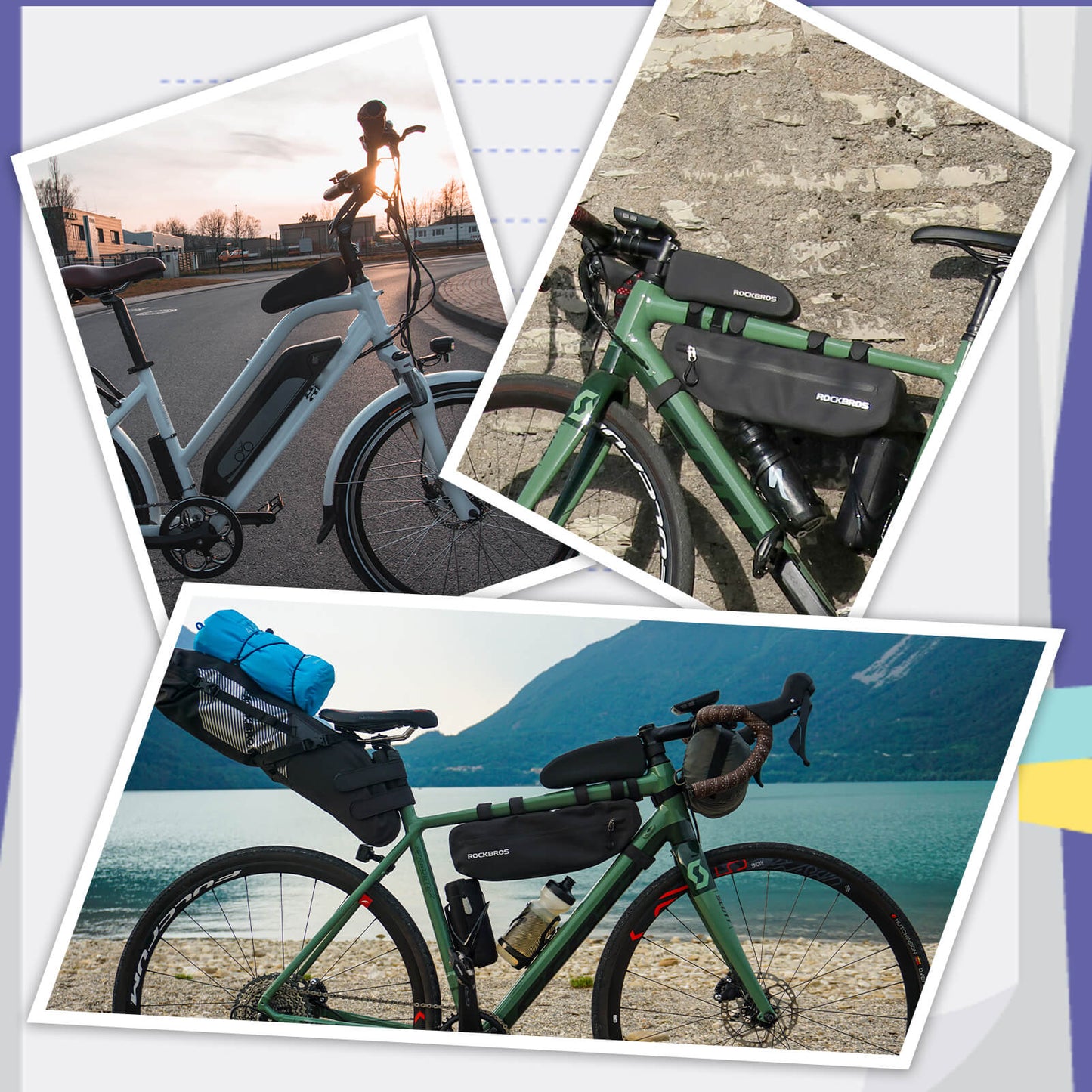 ROCKBROS Fahrrad Rahmentasche wasserdicht Staubfest Schwarz 1L/1,6 L