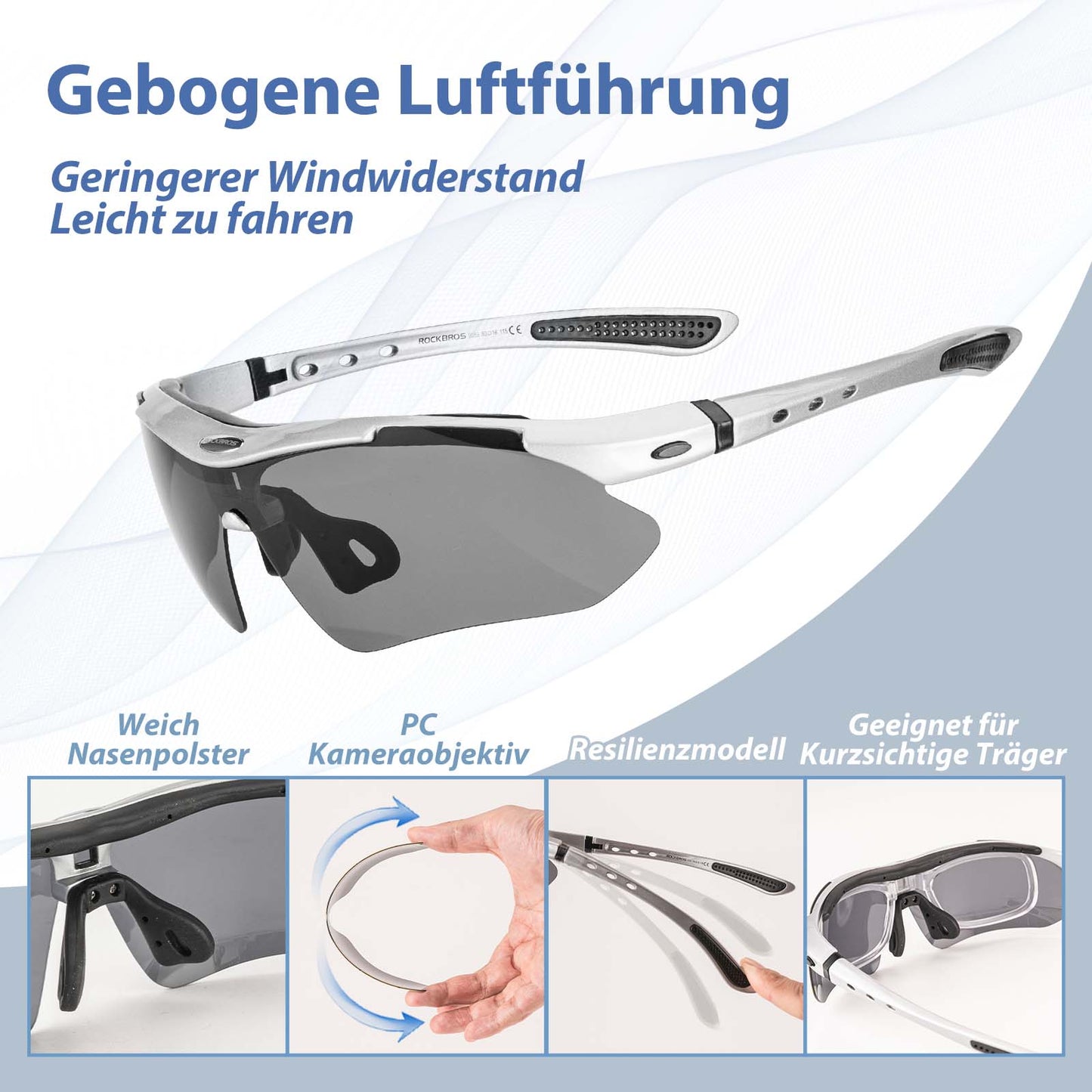 ROCKBROS Fahrradbrille Polarisiert Brille Sonnenbrille UV400 Schutz